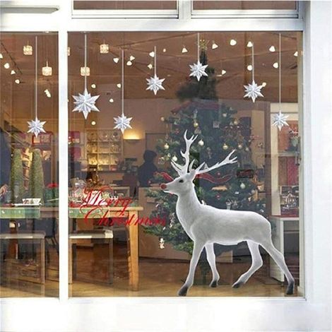 Stickers fenêtre Noël wapiti blancs amovibles statiques – DELKEVIC