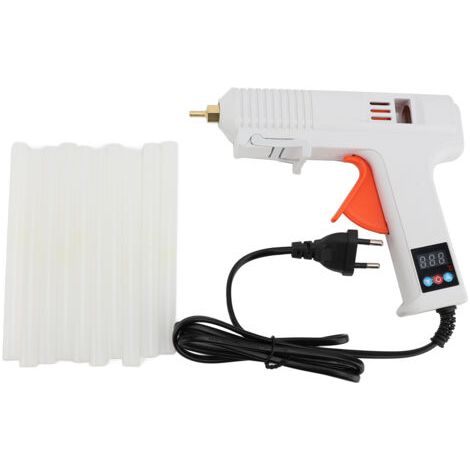 Pistolet à colle chaude industriel réglable en température, 120 W (usage domestique), livré avec 10 bâtonnets de colle de 11 mm, fiche européenne