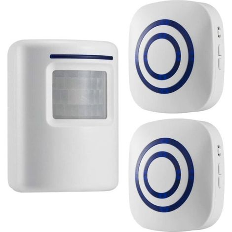 Sans fil Allée Alerte : détecteur de mouvement infrarouge de sonnette d'alarme Carillon avec 2 récepteur et 1 Sensor 38 Chime Tunes - indicateurs LED (1/5)