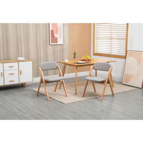 HOMEFUN Folding Chairs with Padded Seats, Wooden Stackable Dining Chairs Set of 2 with Removable Cover Folding Extra Chair for Guests Kitchen Office Wedding Party Picnic, Grey (1/5)