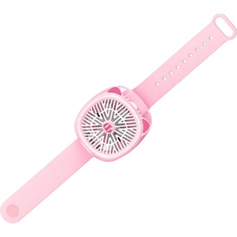 Mini ventilateur-réveil rechargeable par USB, 3 vitesses, portable, avec lumières LED colorées, motif cochon rose (1/5)