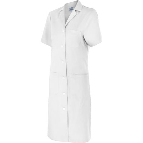 Bata industrial manga corta para mujer VELILLA con cierre de botones Serie 907 56 Blanco (1/5)