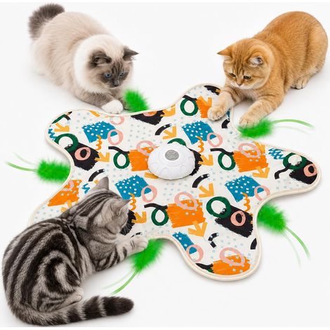 Jouet Chat Interactif, Jouet pour Chat avec Plumes, Jeux pour Chat, Jouet Chat Automatique, Jeu Interactif Chat, Jeux Chat, 3 Modes de Jeu, Rechargeable USB, Graffiti (1/5)