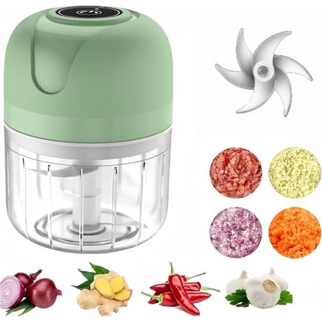 Robot de cuisine électriqu,Mini hachoir à ail électrique,250 ml aliments de cuisine portables sans fil,pour ail, légumes, fruits, oignons, viande, salades, aliments pour bébés, condiments