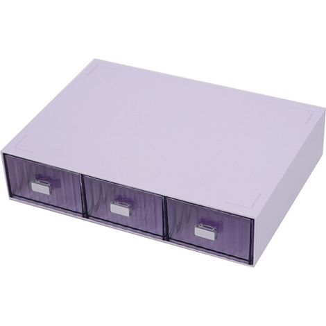 Tiroir de bureau organisateur imperméable, anti-poussière, plastique DIY, combinaison superposable, casier de rangement à tiroirs multiples, rayé violet, 3 tiroirs (1/5)