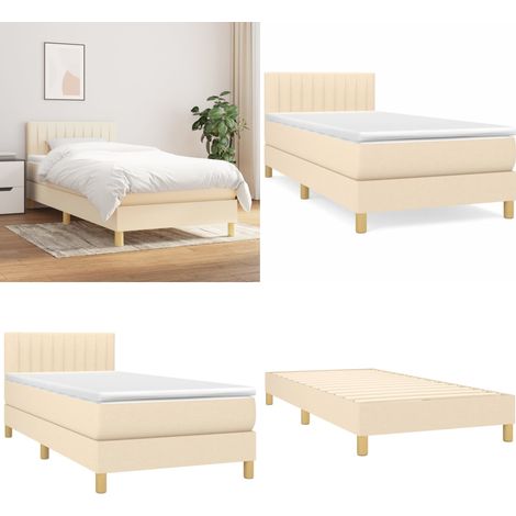 Boxspringbett mit Matratze Creme 100x200 cm Stoff - Boxspringbett - Doppelbett - Cremefarbenes Bett - Bettrahmen - Matratze - Home & Living (1/5)