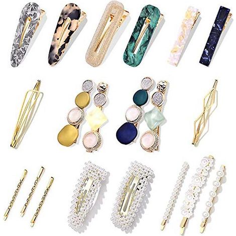 lot De 20 Pinces Cheveux En Perles Et Rsine Acrylique Faites La Main En Forme En Marbre Et Strass Gomtriques - Accessoires Pour Cheveux Lgants D (1/5)