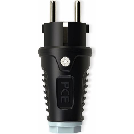PCE Gummi-Schutzkontaktstecker Taurus2, schwarz/grau (1/2)