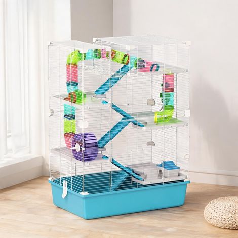 Maison de jeu bleu clair pour hamster nain avec tubes (1/5)