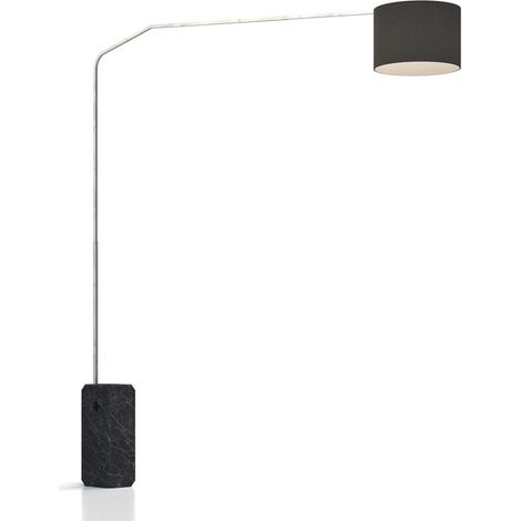 Piantana terra arco moderna top light slope 1188 b2 e27 led metallo tessuto lampada terra, paralume nero