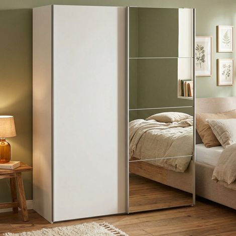 Dmora - Armario 2 puertas Diandra, Muebles de dormitorio, Vestidor, Armario de ropa, 150x61 h200 cm, Blanco brillante (1/5)
