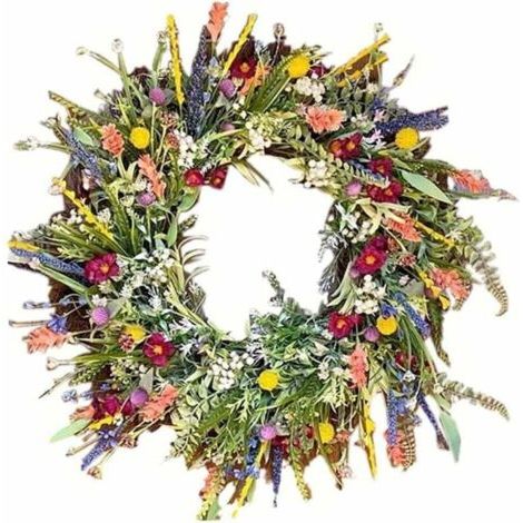 Spring/summer door garland for front door, artificial wildflower spring wreath