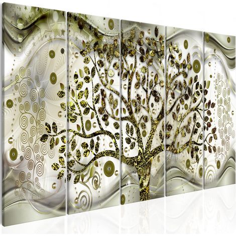 Tableau Imprimé 5 Panneaux "Tree & Waves Green" 80 x 200 cm (1/2)