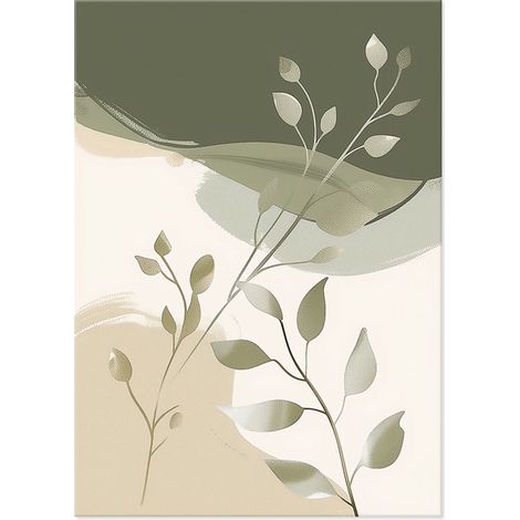 Lupia - Quadro moderno Canvas Prime BOTANIC VERDE 1 50x70 cm, Stampa su Tela effetto dipinto estetica, Pennellate tridimensionale, Telaio in Legno, per soggiorno camera da letto ufficio