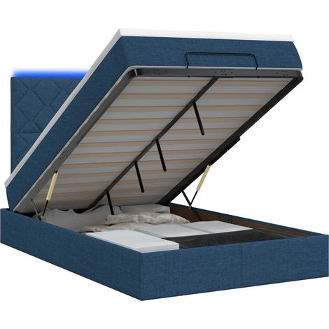 Cama tipo otomana con colchón y LED Azul 120 x 200 cm Tela vidaXL (1/5)