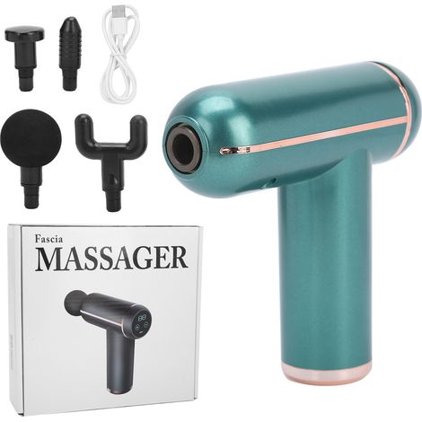Pistolet de massage musculaire électrique portable LCD vert, soulagement de la douleur par vibrations, appareil de massage corporel (1/5)