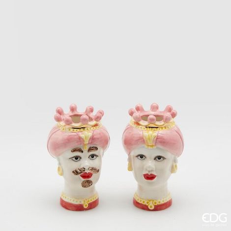 EDG Enzo De Gasperi Vaso Testa Sicily H 13 Cm Lui o Lei 1 Pz Rosa