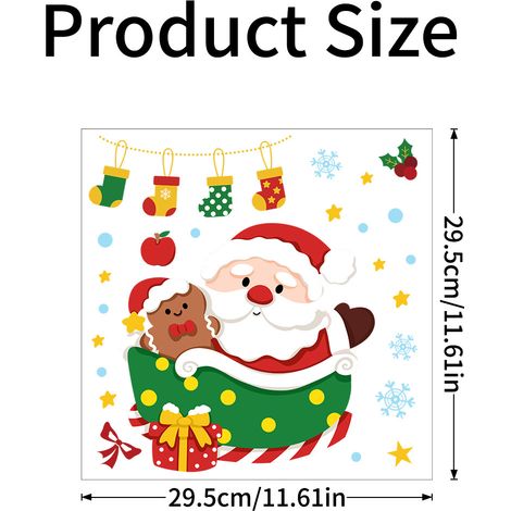 Autocollant mural décoratif pour salle de bain avec sapin de Noël, rennes et Père Noël - JT5214 Traîneau de Noël