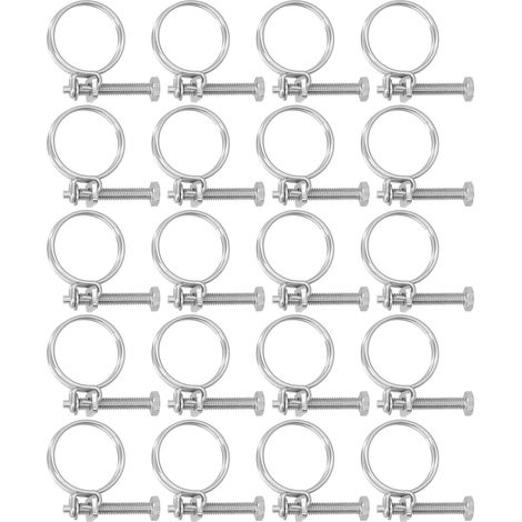 Colliers de serrage à double fil en acier inoxydable 201, anticorrosion, réglables, 19-22 mm