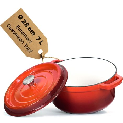 Marmite 10 l - 32 cm - En fonte d'aluminium - Antiadhésive - Pour lait, pâtes, légumes - Avec couvercle en verre - Convient pour tous les types de plaques de cuisson, y compris l'induction (1/5)