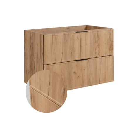 Rodan Waschbeckenunterschrank Slim 80 cm, Braun, 46 x 80 x 57 cm, wandhängend, 3 Grifffarben inklusive, feuchtraumgeeignet