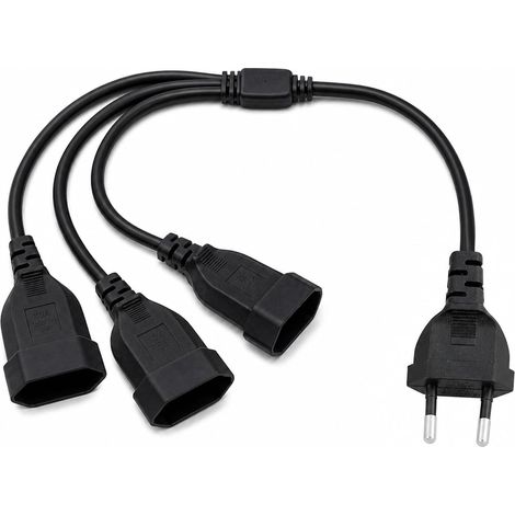 50 mm Rallonge Prise Euro Électrique Ultra-Plate 3 en 1, Rallonge Électrique Plate, pour TV, PC, et Moniteur, Multiprise Courte avec Fiche Sûre, 250 V/2.5 A, pour Derriere Meuble, Blanc (Noir) (1/5)
