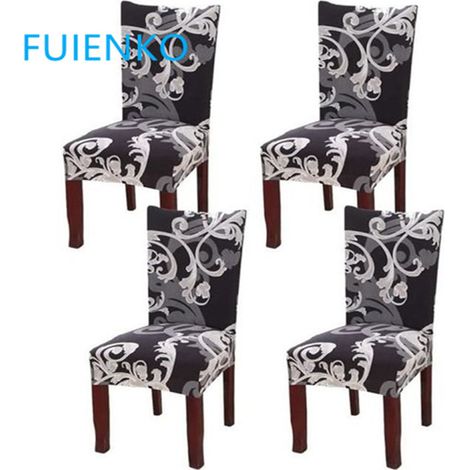 Housse de chaise Noir hauteur 60-75cm 6Pcs (1/4)