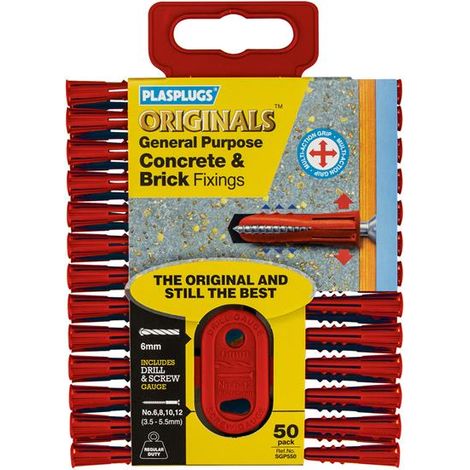Plasplugs SGP550CC x50 Original General-Purpose Fixing Wall Plugs Brick Concrete (1/2)