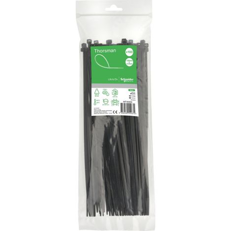 Schneider - Collier De Serrage Plastique En Rilsan Noir 300x4,8mm - Nylon - Lot De 100 Colliers Serre-câbles (1/3)