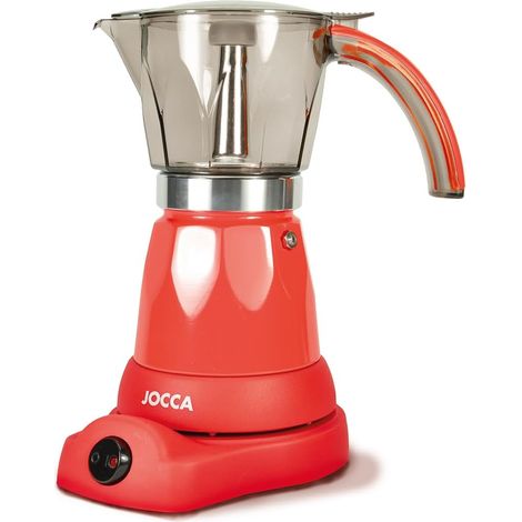 Cafetière Électrique Italienne 6 Tasses Pichet Sans Fil Base Électrique Rotation à 360° Carafe avec Poignée Froide Arrêt Automatique Maintien la Chaleur Rouge (1/5)
