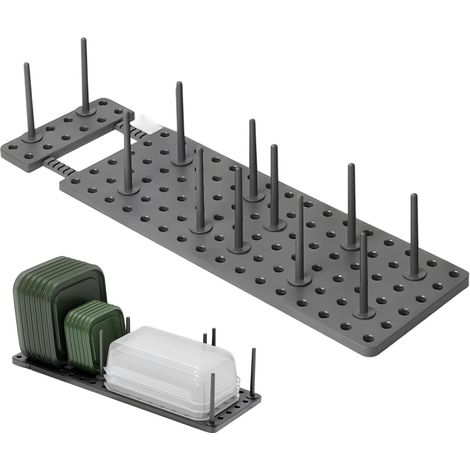 Porte-assiettes pour tiroir - Organiseur de vaisselle réglable avec 12 supports - Pour assiettes, bols, tasses, couvercles de casserole - Rangement et rangement peu encombrants dans la cuisine (1/5)