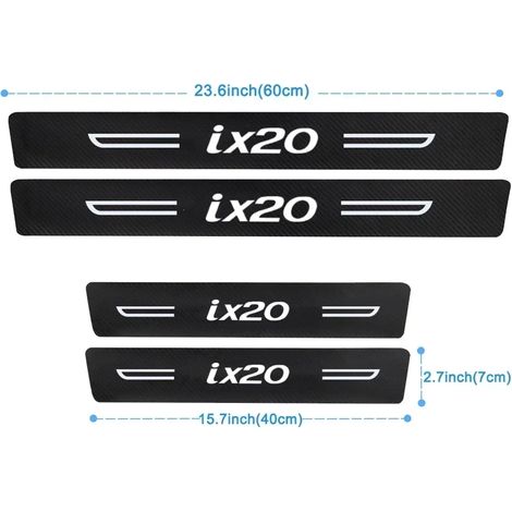 (4 pièces) Seuils de porte arrière en similicuir imitation fibre de carbone pour Hyundai IX20. Protections de seuil durables. Accessoires inclus. (1/4)