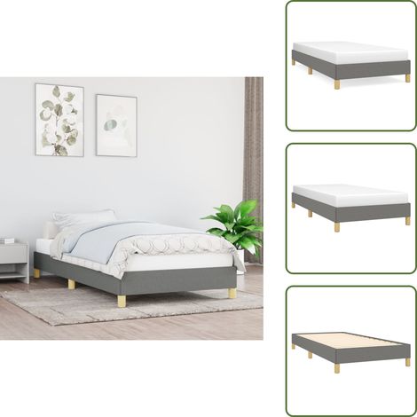 Cadre de lit sans matelas gris foncé 100x200 cm tissu - Cadre De Lit - Lit Double - Literie - Meuble Chambre - Design Moderne (1/5)