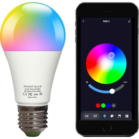 Ampoule LED Intelligente Tuya Bluetooth 9W, RGBCW Dimmable A19, Compatible Alexa Google Home, 220-240V (1/5)