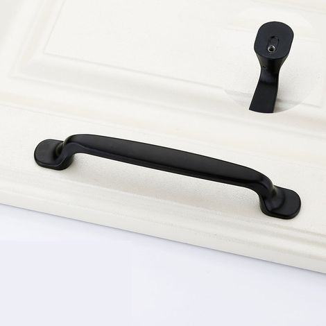 4 Stück Küchentürgriff schwarz Schlafzimmermöbel Küchenschrank Türgriffe Möbelgriff zieht mit Schrauben Aluminiumlegierung der Ziehgriff, Lochabstand 128 mm (1/4)