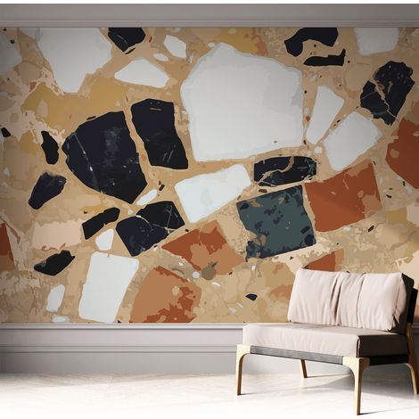 Papier peint adhésif autocollant pour salon chambre à coucher peint imprimé Installation facile Pierres rustiques 312x219 cm (1/5)