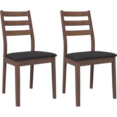 Lot de 2 Chaises à manger,Chaise de cuisine coussins marron bois massif caoutchouc CFW55476 (1/5)