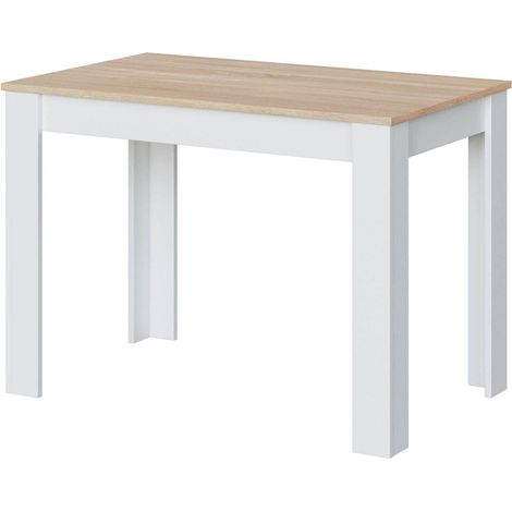 Fester Tisch Lowell, Esszimmertisch, Moderner Konsolentisch für Wohnzimmer oder Küche, cm 109x67x78, Weiß und Eiche (1/3)