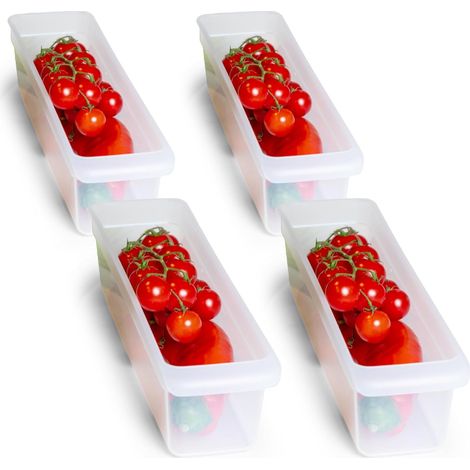 Organiseur de réfrigérateur Novaliv 4X 30,5 x 7,5 x 8 cm Organisation sans BPA Fabriqué en Allemagne Boîtes de rangement Réfrigérateur Convient aux
