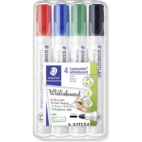Staedtler Lumocolor 351 351 WP4 Marcatore per lavagna bianca Nero, Blu, Rosso, Verde 4 pz. (1/5)
