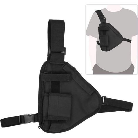 Walkie-Talkie-Tasche, 26 x 17 cm, tragbare Funkgerätetasche, Walkie-Talkie-Westentasche, schwarze Tasche mit verstellbarem Gurt, Funkgeräte-Tragetasche (1/5)