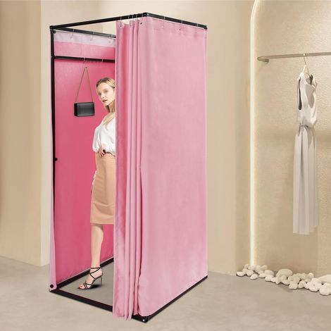 Magasin de vêtements Cabine d'essayage mobile carrée, lavable en machine, cabine d'essayage temporaire, cloison mobile, 85 x 85 x 200 cm (1/5)