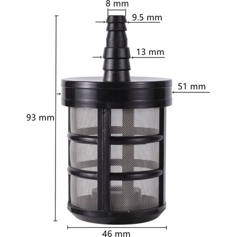 Filtre à tuyau d'irrigation goutte à goutte (8 mm x 13 mm, 1 pièce) - Maille métallique - Raccords pour tuyau d'arrosage (1/5)