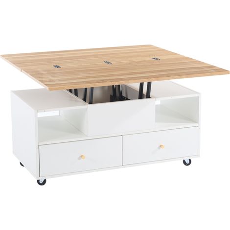 Tavolino elevabile con 4 cassetti, piano ribaltabile, 100 x 50 x 47,5 cm (1/5)