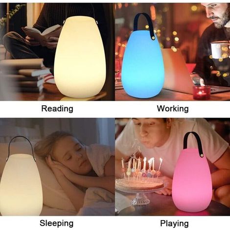 Grande lampe d'extérieur à batterie rechargeable avec télécommande - Lampe de table étanche sans fil rechargeable à intensité variable (1/5)