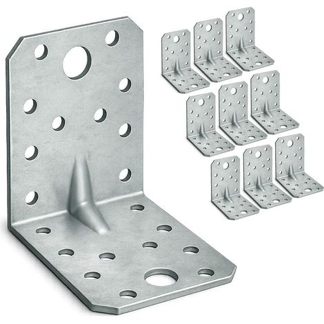 10 x Equerre d'assemblage renforcée (70 x 70 x 55 x 1.5) Equerre de Fixation Angle Droit Support en forme de L, Équerre Angle 90 Degrés en Acier, Équerre de Coin (1/4)