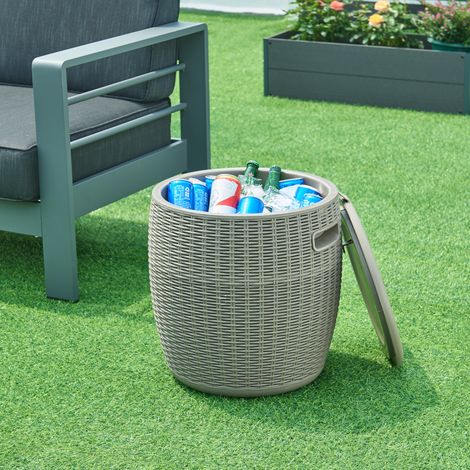 Kühlbox-Hocker Avetrana 44xØ40 cm Hellbraun [casa.pro]