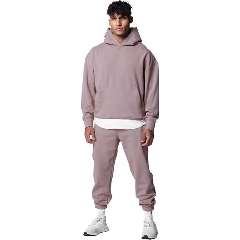 2 pièces survêtement homme, veste et pantalon à capuche, rose, décontracté, polyvalent, pour sport et usage quotidien (1/5)