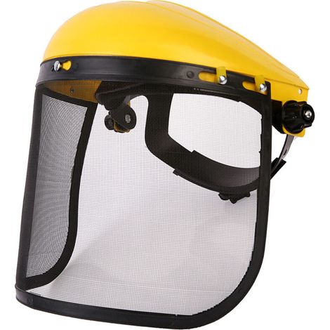 Casco per motosega con assorbimento del sudore e resistenza agli urti, visiera a rete regolabile per giardinaggio, giallo brillante -Crezuo