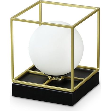 Grande Lampe de Table Cube Décorative Laiton Satiné, G9 (1/2)
